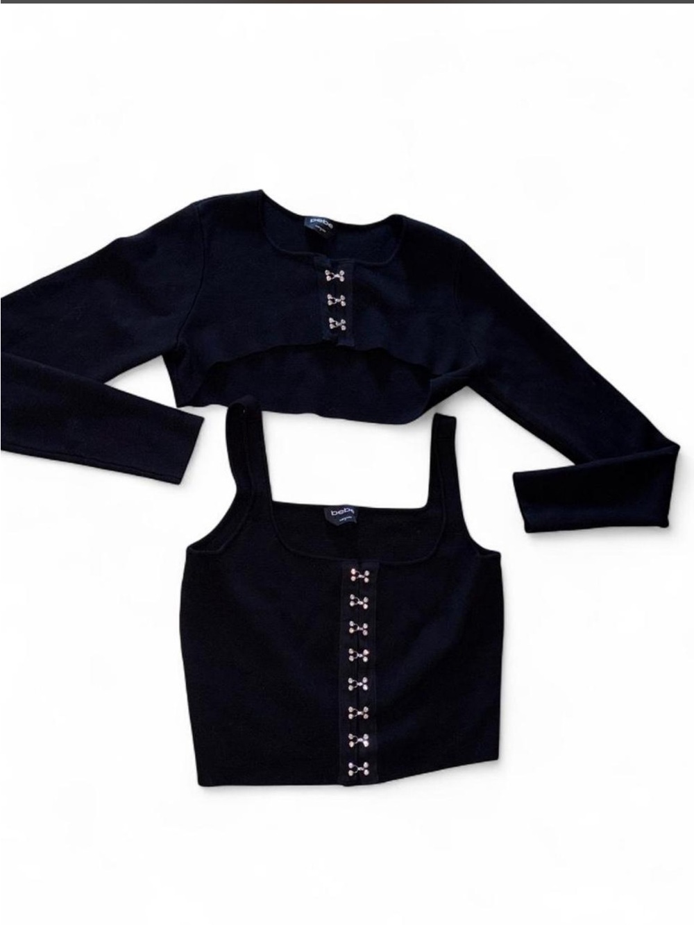 Bebe Black Two Pieces Sweater Top set